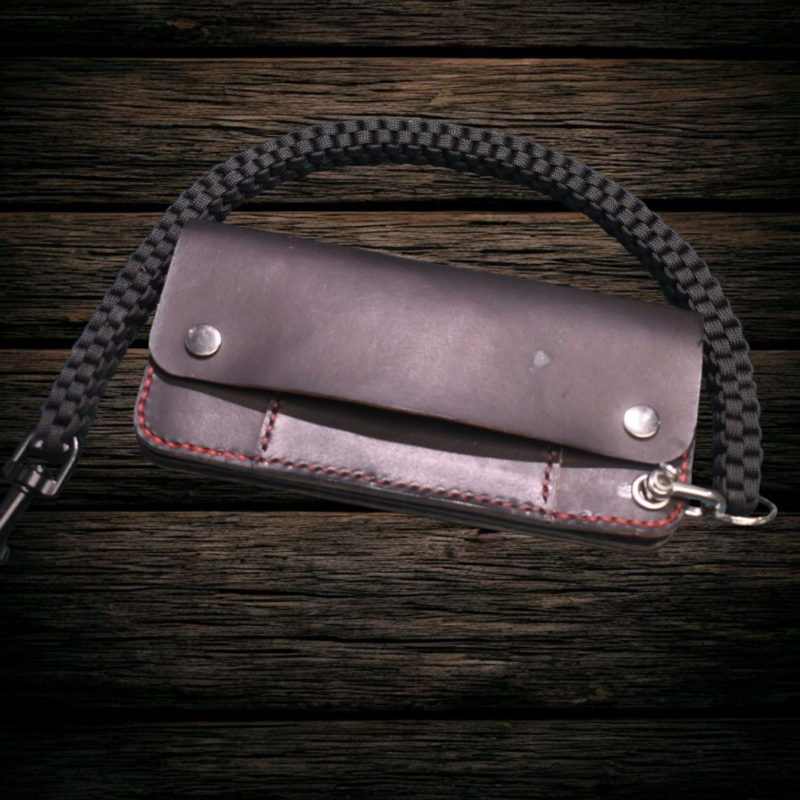 Black Biker/Trucker Wallet – red stitch