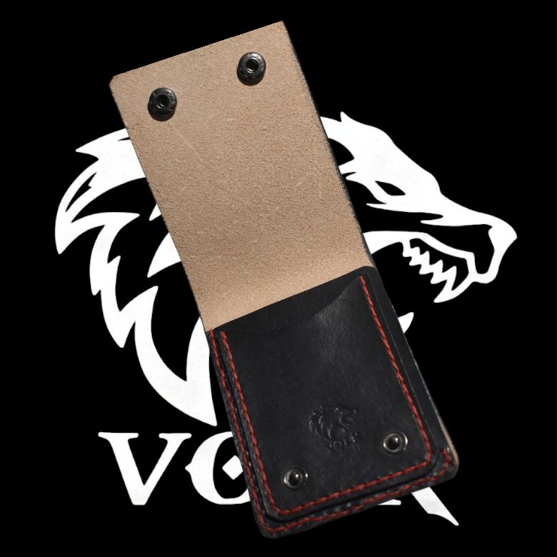 Black veg tan flap wallet